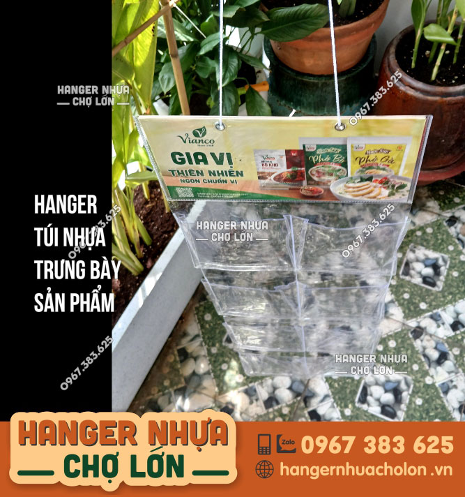 POSM hanger túi nhựa pvc trưng bày gói gia vị Phở