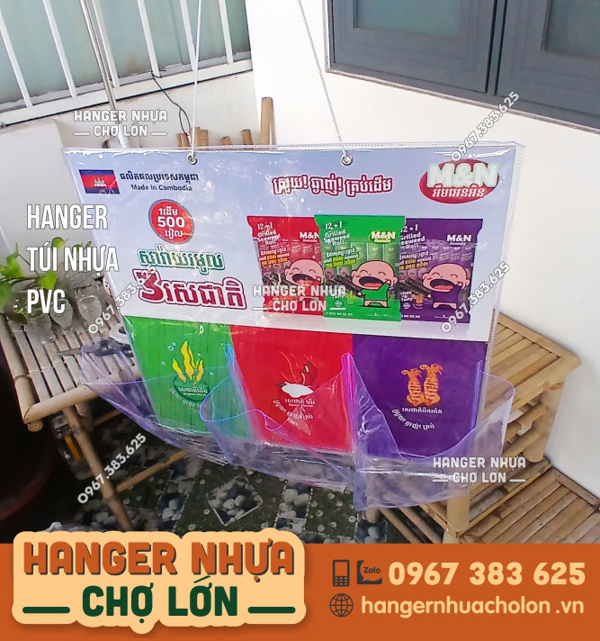 Hanger túi nhựa PVC trưng bày sản phẩm cho thị trường Campuchia - Ảnh 1