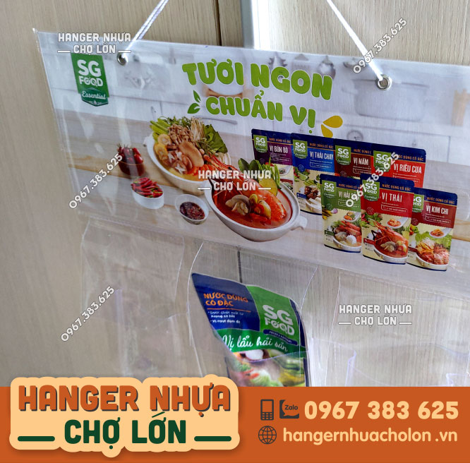 Hanger túi nhựa quảng cáo gói gia vị Lẩu Saigon Food