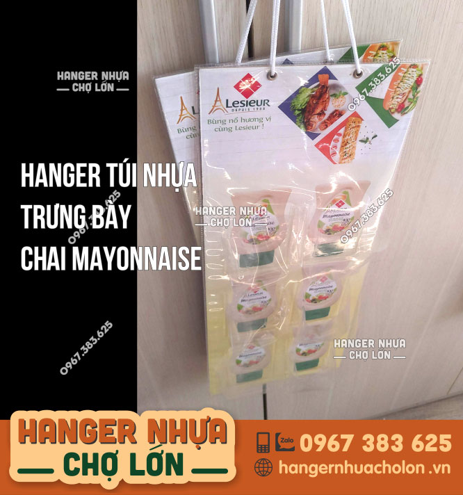 Hanger túi nhựa trưng bày chai mayonnaise