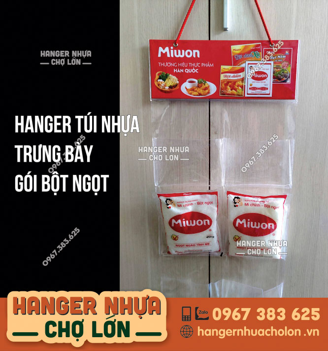 Hanger túi nhựa trưng bày gói Bột ngọt Miwon