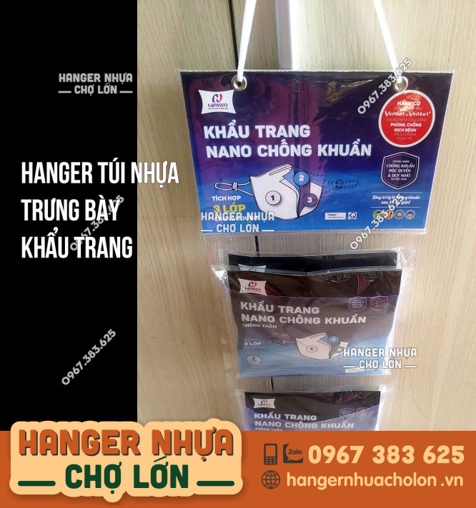 Hanger túi nhựa quảng cáo khẩu trang Hanvico - Ảnh 1