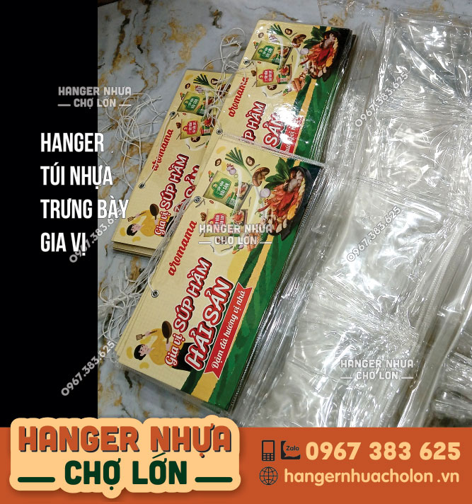 sản-xuất-Hanger-túi-nhựa-pvc-trưng-bày-sản-phẩm-Gia-vị-Aromama-tại-TP-HCM